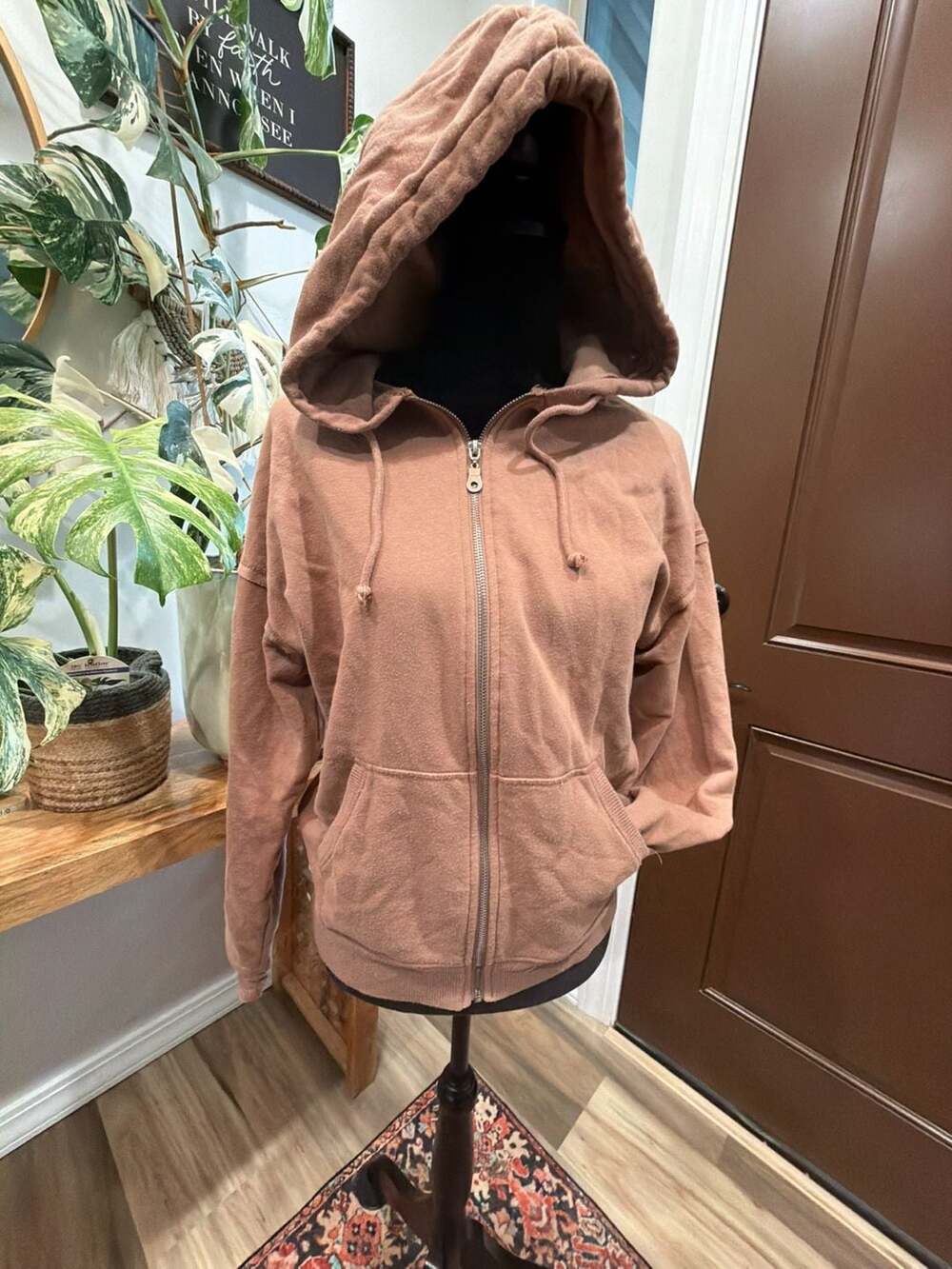 Aeropostale Zip Up Hoodie Size XS Brown Fleece Full Zip Pocket